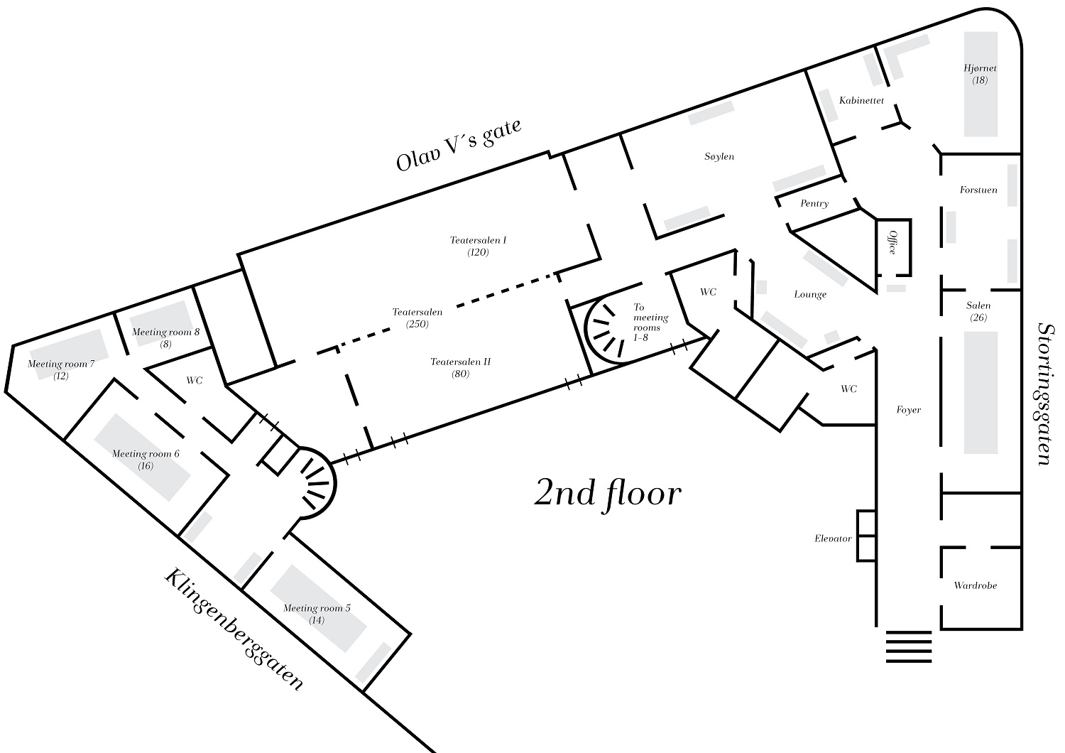 Floor plan over venues at Continental in Oslo